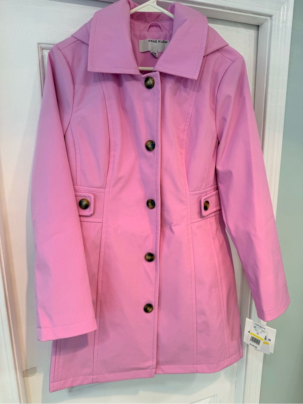 Anne Klein Pink Single-Breasted Trench Coat